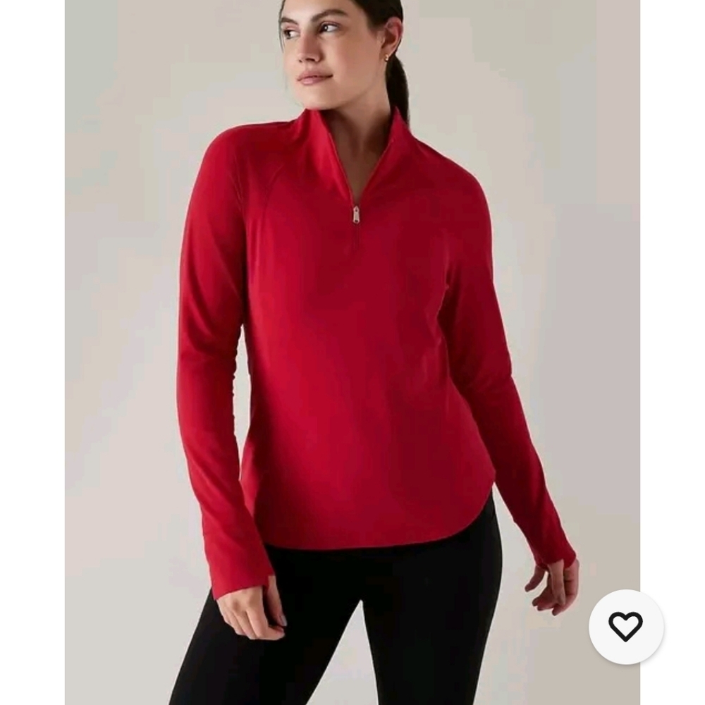 Athleta Women's Red Salutation Athletic 1/4 Zip Top Size Small